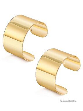 2 Pcs Cuff Bangle Bracelets Set Open Adjustable Wrap Bracelet Gift